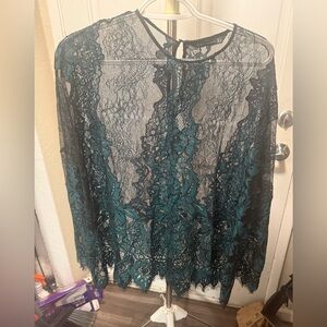 Zara Teal Lace Blouse